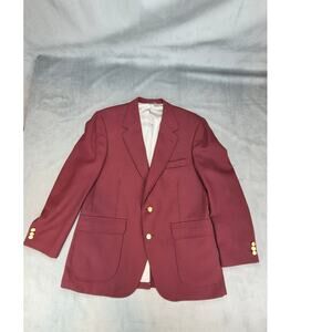 Stafford Acadmia Hopsack Vintage Wool Blend 44R Burgundy Mens Blazer Sport Coat